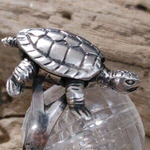 Turtle Tortoise Design Ring Moving Parts Articulated Sterling Silver 925 Nature